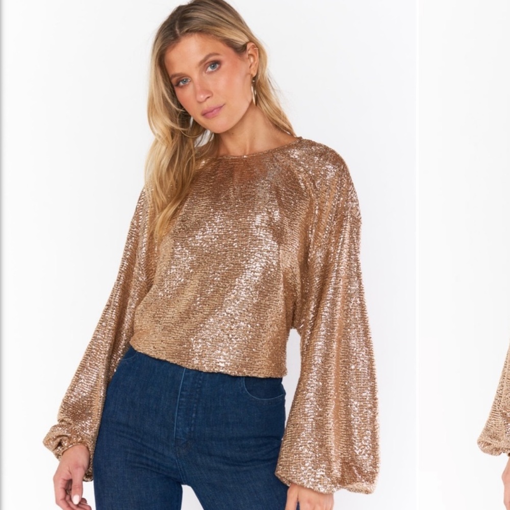 Show Me Your MuMu good times gold confetti top NWT
